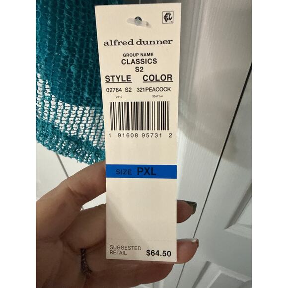 Alfred Dunner Women's Popcorn Knit Blouse Petite XL Turquoise - Picture 5 of 7